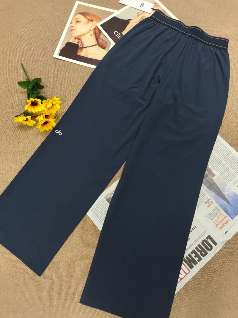 Alo Yoga navy blue straight-leg trouser(Regular)premium relaxed commuter pants✅ - Picture 3 of 7